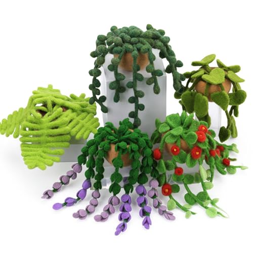 Limtula Hängende Pflanzennadelfilz-Set mit Filznadel, Anleitung (evtl. nicht in deutscher Sprache), Wolle, Roving Fingerlinge, Holzgriff für Anfänger, Erwachsene, Wollfilz-Zubehör von Limtula