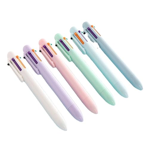 Limtula Multifunktionaler mehrfarbiger Kugelschreiber, 6 Farben, 0,5 mm, einziehbar, glattes Schreiben, für Teenager, Erwachsene, Studium, 6 Stück von Limtula
