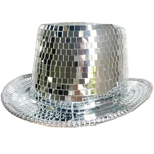 Limtula Reflektierender verspiegelter Homburg Partyhut für Nachtclub und Konzert, verspiegelte Details, Foto-Requisiten Limtula Reflektierender verspiegelter Homburg Partyhut für Nachtclub und Konzert, verspiegelte Details, Foto-Requisiten von Limtula