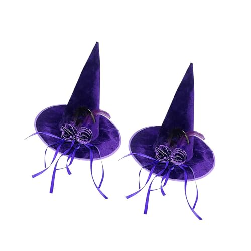 Limtula Samtiger Hexenhut mit detaillierten Motiven für Mottopartys und Cosplays, Halloween-Hexe und samtig von Limtula