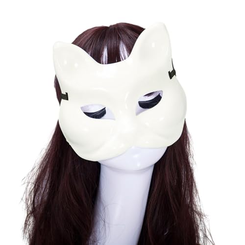 Limtula Weißes Katzengesicht, blanko, handbemalbar, halbes Gesicht, Maskerade für Cosplays, Party-Dekoration, handbemalt von Limtula