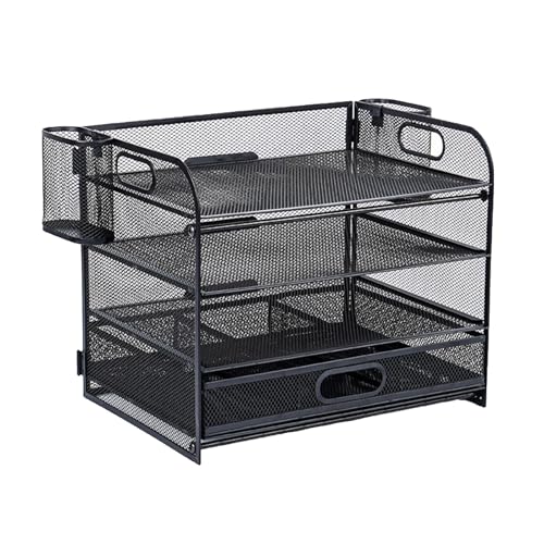 Mehrzweck-Schreibtisch-Organizer mit 4 Ebenen, Briefablage, Organizer mit Schiebeschublade, 2 Stifthalter, für Bürobedarf, Zeitschriftenhalter Mehrzweck-Schreibtisch-Organizer mit 4 Ebenen, Briefablage, Organizer mit Schiebeschublade, 2 Stifthalter, für Bürobedarf, Zeitschriftenhalter von Limtula