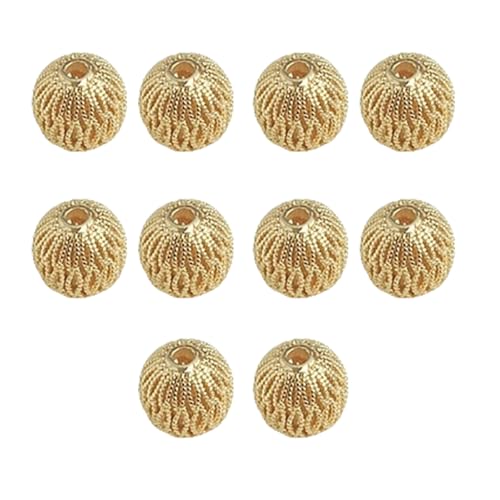 Packung Von 10 Exquisite Hohlen Designs Robuster Messing Runde Losen Perlen Mit Langjähriger Verwendung Von 18 Karat Goldbeschichtung Packung Von 10 Exquisite Hohlen Designs Robuster Messing Runde Losen Perlen Mit Langjähriger Verwendung Von 18 Karat Goldbeschichtung von Limtula