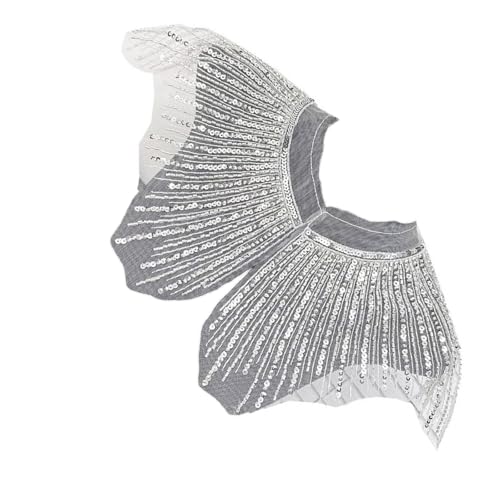 Pailletten-Kragen-Aufnäher, Tüllbesatz, Applikationen für Hochzeitskleid, Vorhang, Schal, Dekorationen Pailletten-Kragen-Aufnäher, Tüllbesatz, Applikationen für Hochzeitskleid, Vorhang, Schal, Dekorationen von Limtula
