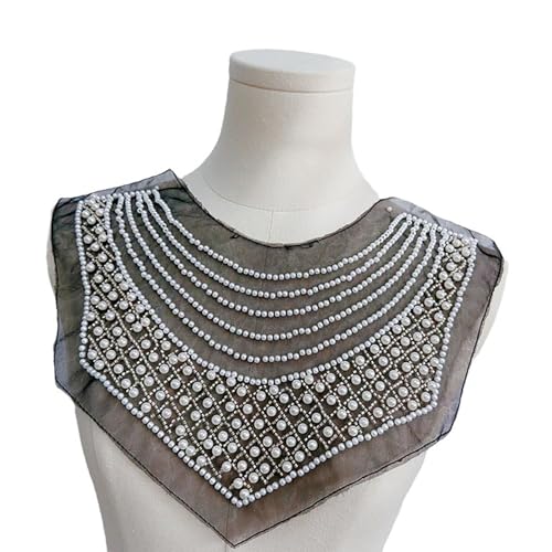 Polyester-Netz-Kragen-Applikation, Perlenstickerei, Handnähen, dekorative Flicken für formelle Anlässe, Partykleid Polyester-Netz-Kragen-Applikation, Perlenstickerei, Handnähen, dekorative Flicken für formelle Anlässe, Partykleid von Limtula