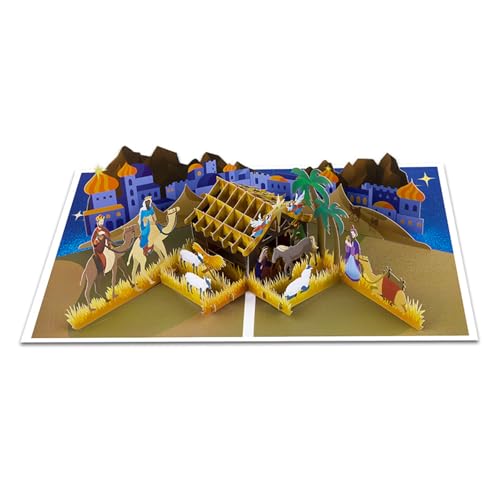 Popup-Grußkarte mit Weihnachtsmotiv, handgefertigt, Festival-Geschenke, Postkarte mit Umschlag, Krippe, Überraschung, Krippe Popup-Grußkarte mit Weihnachtsmotiv, handgefertigt, Festival-Geschenke, Postkarte mit Umschlag, Krippe, Überraschung, Krippe von Limtula
