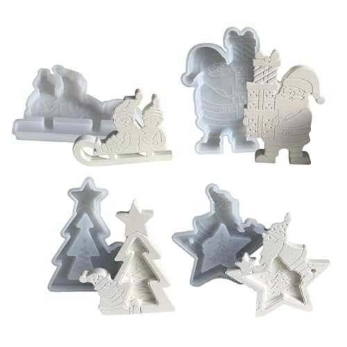 Silikonformen für Ornamente, Weihnachts-Serie, Heimdekoration, handgefertigte Seifenherstellung, 4 Stück von Limtula