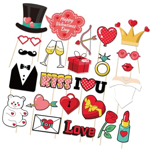 Valentinstag-Fotoautomaten-Requisiten-Set, Romantik, Valentinstag-Dekorationsset für Heimwerker, Foto, Valentinstag, Partyzubehör Valentinstag-Fotoautomaten-Requisiten-Set, Romantik, Valentinstag-Dekorationsset für Heimwerker, Foto, Valentinstag, Partyzubehör von Limtula