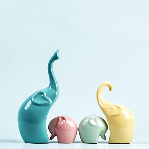 EIN Set von 4 Elefantenskulpturen-Elefantenstatue modernes Design Keramikfarbe. von Lin's Wood