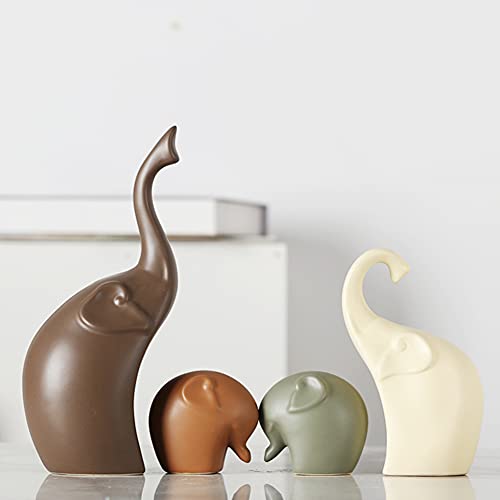 Ein Set von 4 Elefantenskulpturen-Elefantenstatue modernes Design Keramikfarbe. von Lin's Wood