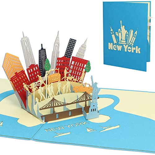 LINPopUp®, LIN17604, 3D POP UP Karte NewYork, Reisegutschein, Pop Up Geburtstagskarte, Klappkarte Geburtstag, Stadtkarte Geschenk Städtetrip New York Amerika USA, N717 von LINPOPUP