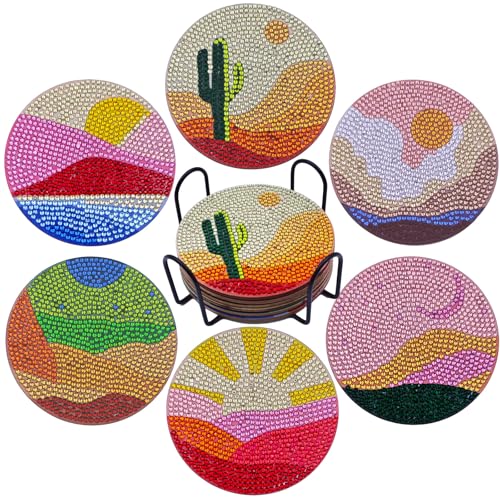 LinJunnz 8 Stück Diamond Painting Untersetzer, Diamant Malerei Untersetzer mit Halter, untersetzer gläser, mit Diamanten und Montagewerkzeuge fur Kerzen Dekoratio, Tassen,Vasen von LinJunnz