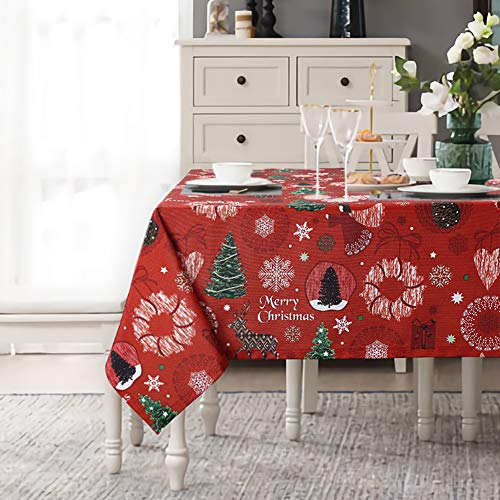 LinTimes Rote Tischdecke Weihnachtstischdecke Rechteckig Wasserabweisend Schneeflocke Weihnachten Tischdekorationen für Urlaub Weihnachten Party, 132 x 178 cm, rechteckig LinTimes Rote Tischdecke Weihnachtstischdecke Rechteckig Wasserabweisend Schneeflocke Weihnachten Tischdekorationen für Urlaub Weihnachten Party, 132 x 178 cm, rechteckig von LinTimes
