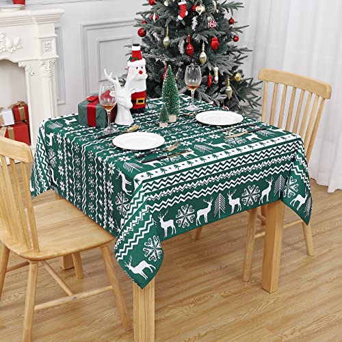 LinTimes Weihnachtstischdecke, Weihnachtsmotiv, Rentier, Schneeflockendruck, Tischdecke, Tischdecke für Weihnachtsessen, Party, Küchendekoration, 132 x 132 cm, Grün LinTimes Weihnachtstischdecke, Weihnachtsmotiv, Rentier, Schneeflockendruck, Tischdecke, Tischdecke für Weihnachtsessen, Party, Küchendekoration, 132 x 132 cm, Grün von LinTimes