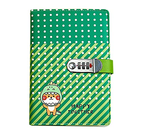 LinYesh Kreativ PU Leder Tagebuch mit Schloss, Schreiben Reisetagebuch Passwort Notizbuch,Tagebuch mit Zahlenschloss,Geheimnis Password Notizblock für Mädchen, Jungen, Kinder Geschenke(A5) von LinYesh