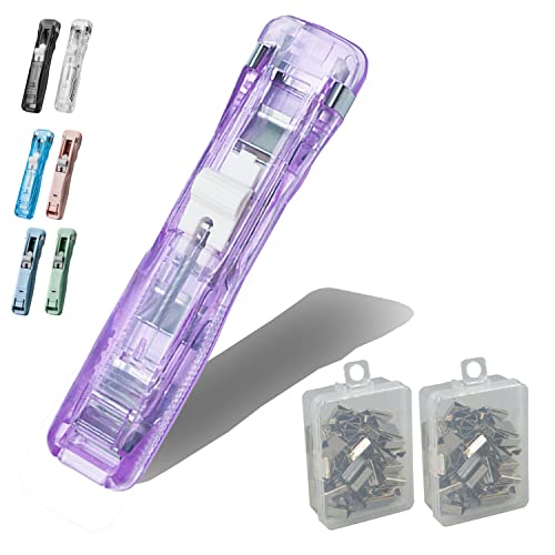 LinYesh Reusable Creative Stapler, Staple-Free Stapler, with 100 Pieces Reusable Staples, Binding Tools, Portable, Needle-Free Stapler, for Office, Desk, School Supplies von LinYesh