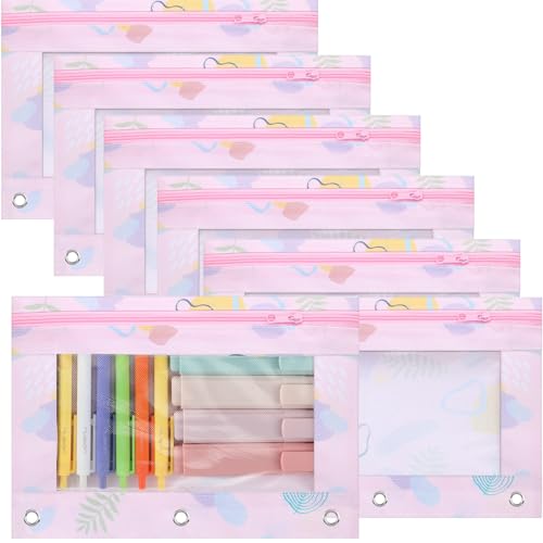 Federmäppchen für 3-Ringbinder, glatter Reißverschluss, Schulanfang, 3-Ringbuch, verstärkte Ösen, Stifteetui, Stifteetui, Stifteetui, Stiftebeutel mit transparentem Fenster, Geschenk für Lehrer, 6 Federmäppchen für 3-Ringbinder, glatter Reißverschluss, Schulanfang, 3-Ringbuch, verstärkte Ösen, Stifteetui, Stifteetui, Stifteetui, Stiftebeutel mit transparentem Fenster, Geschenk für Lehrer, 6 von Lincia