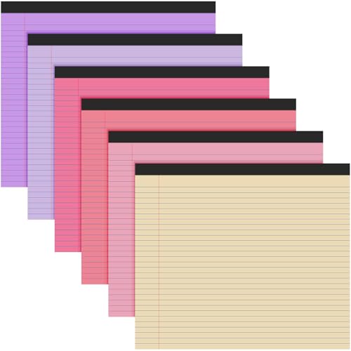 Lincia 11" x 9.5" Legal Pads College Ruled Notepad Landscape Notebook Horizontal Lined Notebook 80 Gsm Assorted Colors Paper Pastel Writing Pads for School Office, 40 Sheet(Happiness Color,6 Pcs) von Lincia