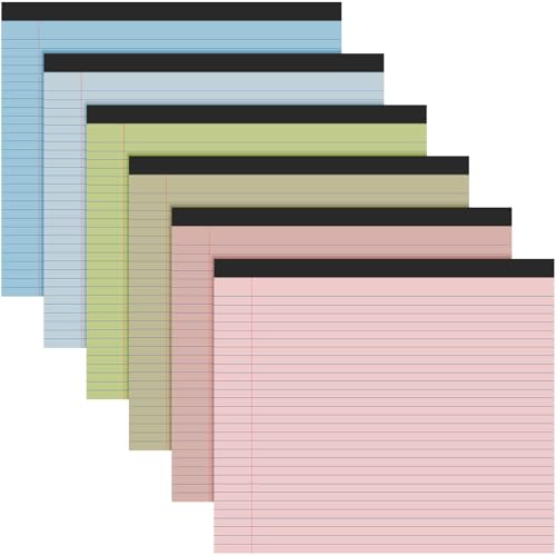 Lincia 11" x 9.5" Legal Pads College Ruled Notepad Landscape Notebook Horizontal Lined Notebook 80 Gsm Assorted Colors Paper Pastel Writing Pads for School Office, 40 Sheet (Pastel Colors,6 Pcs) von Lincia