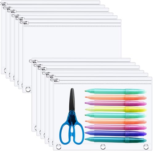 Lincia Klares Federmäppchen für 3-Ringbücher, Federmäppchen mit Metall-Reißverschluss, 3-Ringbucheinsätze, Tasche, 25,4 x 17,8 cm, sichtbarer Geldumschlag mit verstärkter Öse, für College, Bürobedarf Lincia Klares Federmäppchen für 3-Ringbücher, Federmäppchen mit Metall-Reißverschluss, 3-Ringbucheinsätze, Tasche, 25,4 x 17,8 cm, sichtbarer Geldumschlag mit verstärkter Öse, für College, Bürobedarf von Lincia
