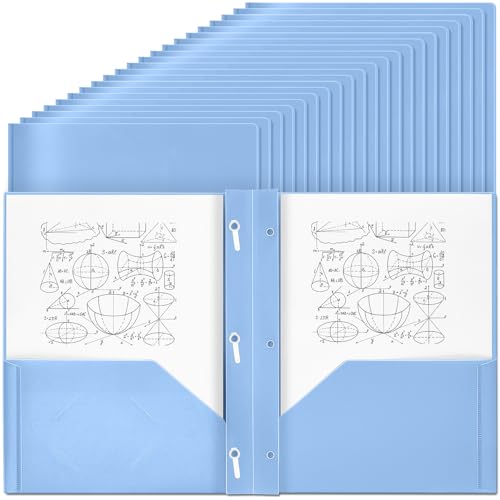 Lincia Kunststoff-Ordner mit Taschen und Zinken, 2 Taschen für Büro, Schule, Studenten, Lehrer, Büroangestellte, 100 Stück (Haze Blue) von Lincia