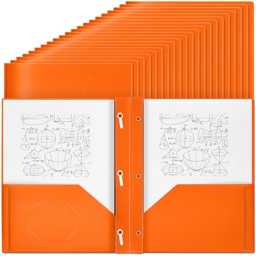 Lincia Kunststoff-Ordner mit Taschen und Zinken, 2 Taschen für Büro, Schule, Studenten, Lehrer, Büroangestellte (Orange), 100 Stück von Lincia