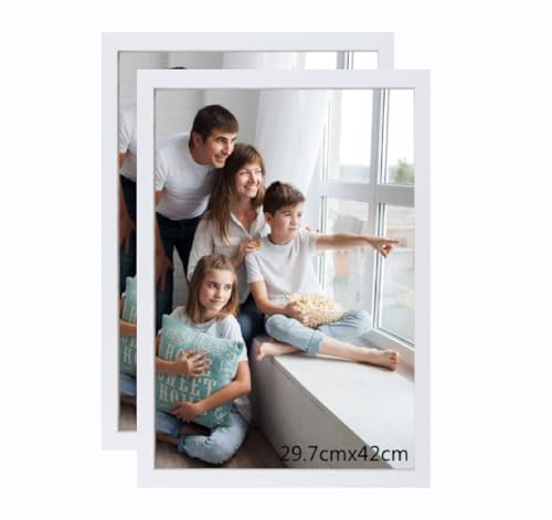 29.7x42cm Bilderrahmen, Rahmen aus holz,Frame 29.7x42cm 2er set,MDF-Rahmen Wand Bilderrahmen Moderner Fotorahmen,Weiß,Perfekt zum Verschenken von Lindahandel