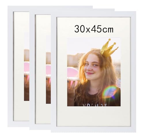 30x45cm Bilderrahmen, Rahmen aus holz,Frame 30x45cm,MDF-Rahmen Wand Bilderrahmen Moderner Fotorahmen,Weiß,Perfekt zum Verschenken von Lindahandel
