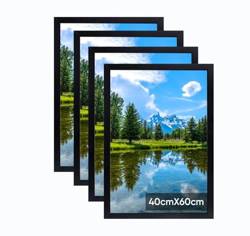 40x60cm Bilderrahmen, Rahmen aus holz,Frame 40x60cm 4er set,MDF-Rahmen Wand Bilderrahmen Moderner Fotorahmen,Schwarz,Perfekt zum Verschenken von Lindahandel