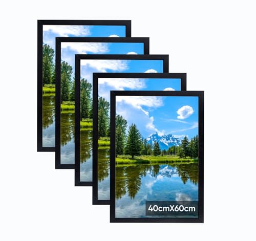 40x60cm Bilderrahmen, Rahmen aus holz,Frame 40x60cm 5er set,MDF-Rahmen Wand Bilderrahmen Moderner Fotorahmen,Schwarz,Perfekt zum Verschenken von Lindahandel