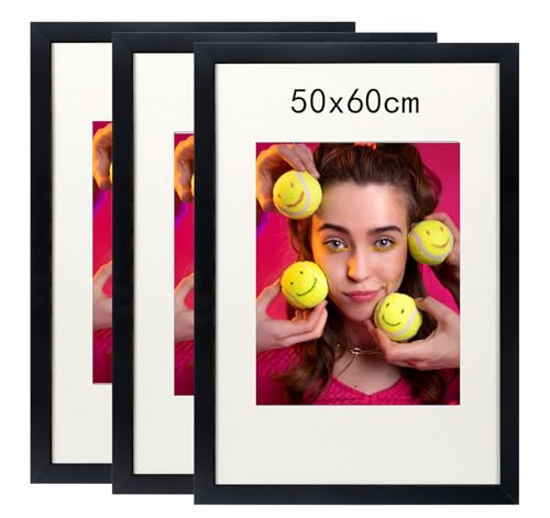 50x60cm Bilderrahmen, Rahmen aus holz,Frame 50x60cm,MDF-Rahmen Wand Bilderrahmen Moderner Fotorahmen,Schwarz,Perfekt zum Verschenken von Lindahandel