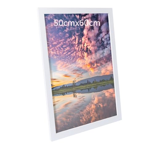 50x60cm Bilderrahmen, Rahmen aus holz,Frame 50x60cm,MDF-Rahmen Wand Bilderrahmen Moderner Fotorahmen,Weiß,Perfekt zum Verschenken von Lindahandel