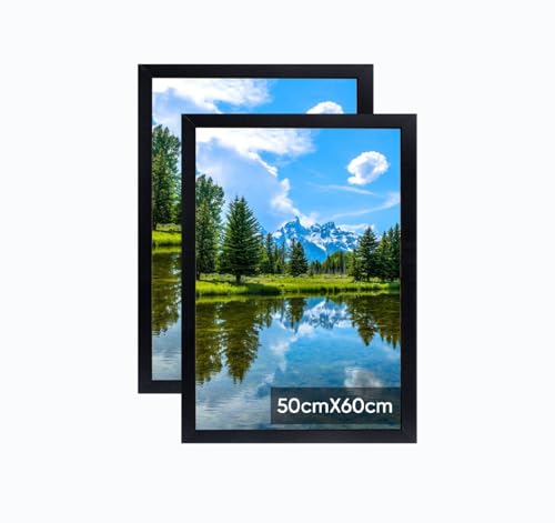 50x60cm Bilderrahmen, Rahmen aus holz,Frame 50x60cm 2er set,MDF-Rahmen Wand Bilderrahmen Moderner Fotorahmen,Schwarz,Perfekt zum Verschenken von Lindahandel