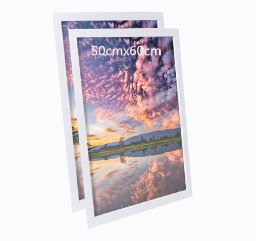 50x60cm Bilderrahmen, Rahmen aus holz,Frame 50x60cm 2er set,MDF-Rahmen Wand Bilderrahmen Moderner Fotorahmen,Weiß,Perfekt zum Verschenken von Lindahandel