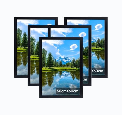 50x60cm Bilderrahmen, Rahmen aus holz,Frame 50x60cm 5er set,MDF-Rahmen Wand Bilderrahmen Moderner Fotorahmen,Schwarz,Perfekt zum Verschenken von Lindahandel