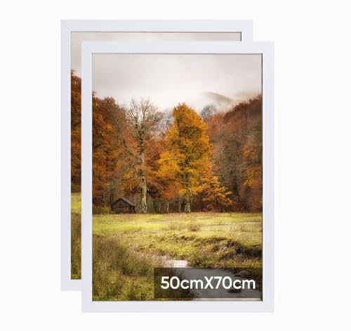 50x70cm Bilderrahmen, Rahmen aus holz,Frame 50x70cm 2er set,MDF-Rahmen Wand Bilderrahmen Moderner Fotorahmen,Weiß,Perfekt zum Verschenken von Lindahandel