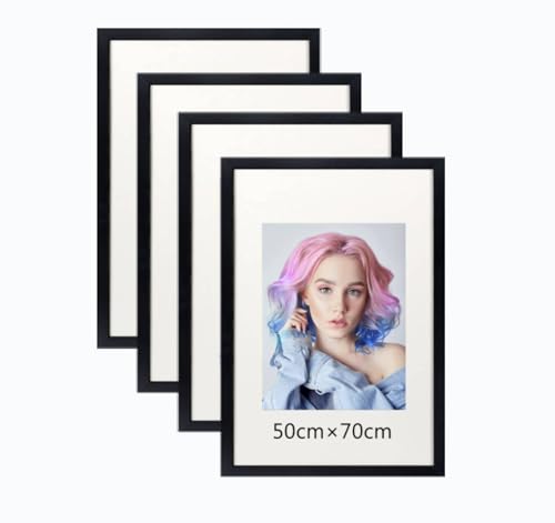 50x70cm Bilderrahmen, Rahmen aus holz,Frame 50x70cm 4er set,MDF-Rahmen Wand Bilderrahmen Moderner Fotorahmen,Schwarz,Perfekt zum Verschenken von Lindahandel