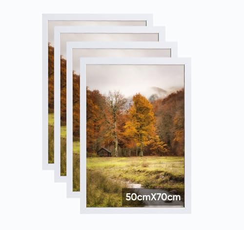 50x70cm Bilderrahmen, Rahmen aus holz,Frame 50x70cm 4er set,MDF-Rahmen Wand Bilderrahmen Moderner Fotorahmen,Weiß,Perfekt zum Verschenken von Lindahandel