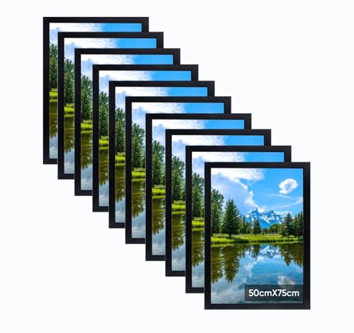 50x75cm Bilderrahmen, Rahmen aus holz,Frame 50x75cm 10er set,MDF-Rahmen Wand Bilderrahmen Moderner Fotorahmen,Schwarz,Perfekt zum Verschenken von Lindahandel