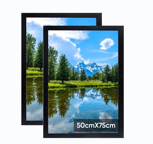 50x75cm Bilderrahmen, Rahmen aus holz,Frame 50x75cm 2er set,MDF-Rahmen Wand Bilderrahmen Moderner Fotorahmen,Schwarz,Perfekt zum Verschenken von Lindahandel