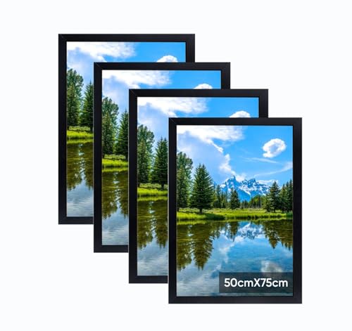 50x75cm Bilderrahmen, Rahmen aus holz,Frame 50x75cm 4er set,MDF-Rahmen Wand Bilderrahmen Moderner Fotorahmen,Schwarz,Perfekt zum Verschenken von Lindahandel