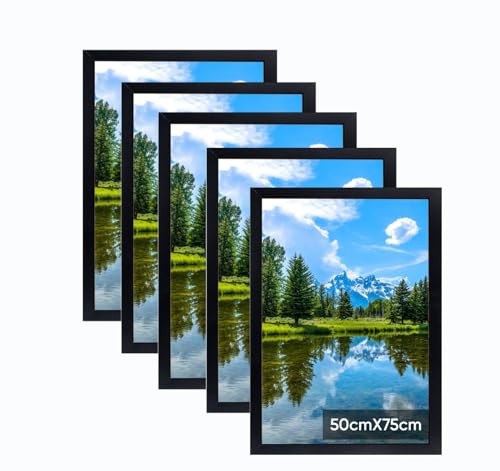 50x75cm Bilderrahmen, Rahmen aus holz,Frame 50x75cm 5er set,MDF-Rahmen Wand Bilderrahmen Moderner Fotorahmen,Schwarz,Perfekt zum Verschenken von Lindahandel