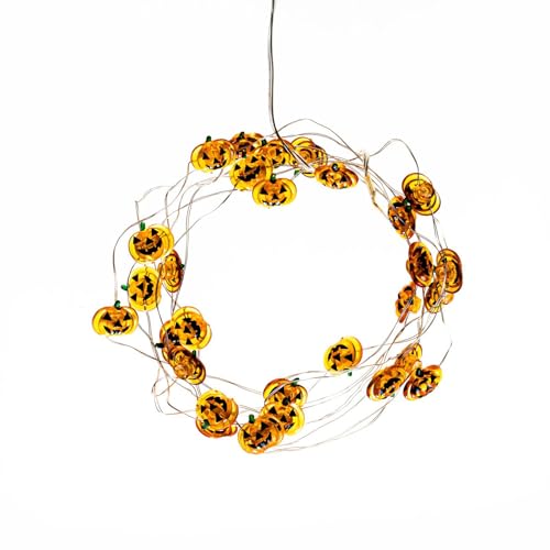 Lindby Halloween LED Lichterkette Kürbis Batterie, 3,20 m 30 LED Deko Lichter Pumpkin orange, Halloween Deko Indoor Kürbisse, Weihnachten, Party Dekoration von Lindby