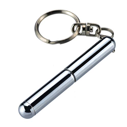 LindoMaker Schlüsselanhänger Stift Mini Stift Metall Teleskop Stahl Ring Werkzeug Teleskopschlüssel Edelstahl Büro & Schreibwaren Blau Feine Kugelschreiber von LindoMaker