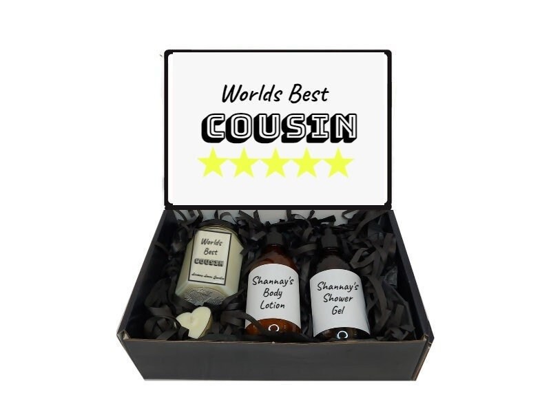 5 Sterne Cousin Geschenkbox Geschenkkorb - Individuell/Personalisiert Worlds Best von LindsayLucasCandles