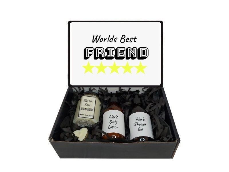 5 Sterne Freund Geschenkbox Geschenkkorb - Individuell/Personalisiert Worlds Best Friend von LindsayLucasCandles
