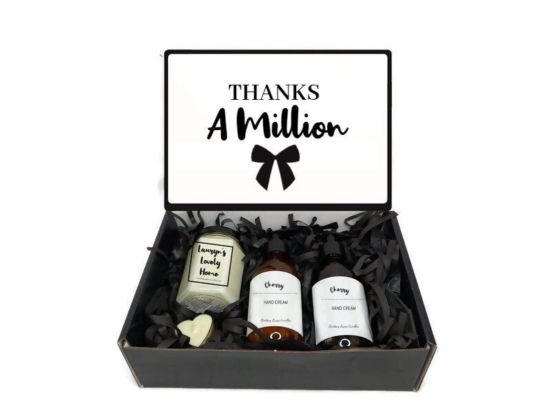 Personalisierter Dankeschön-Geschenk-Box-Korb von LindsayLucasCandles
