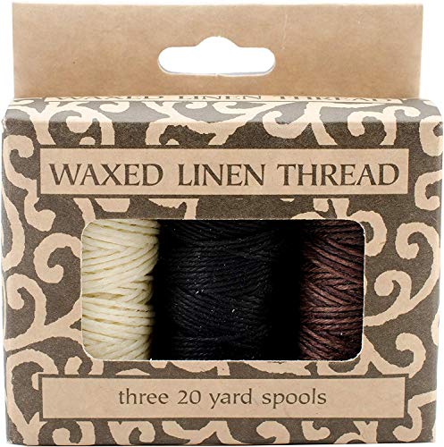 Lineco Natural, Brown, Black 20yds Each Gewachstes Leinen, 5-lagig, 3 Stück, Multi, 1 Packung, 60 von Lineco