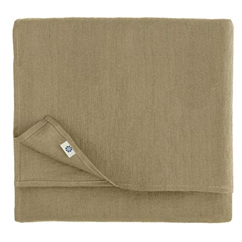 Linen & Cotton Tischdecke Stoff Tischtuch Tischwäsche Hygge -100% Leinen, Beige (100 x 140 cm) Mitteldecke Klein Quadratisch für Home Küche Cafe Couchtisch Tuch Decke/Dekoration von Linen & Cotton