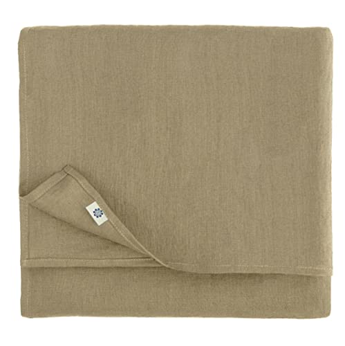Linen & Cotton Tischdecke Stoff Tischtuch Tischwäsche Hygge 100% Leinen, Beige (140 x 200 cm) Mitteldecke Klein Quadratisch für Home Küche Couchtisch Tuch Dekoration Cafe von Linen & Cotton